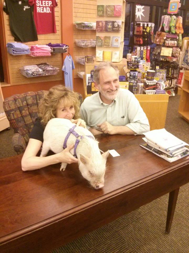Tazzy, Sy and Michael Herrmann, the owner of Gibson's Bookstore.