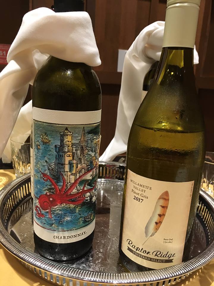 Two bottles of very appropriately labeled wine from a celebratory dinner at Hendrix College in Conway, Arkansas