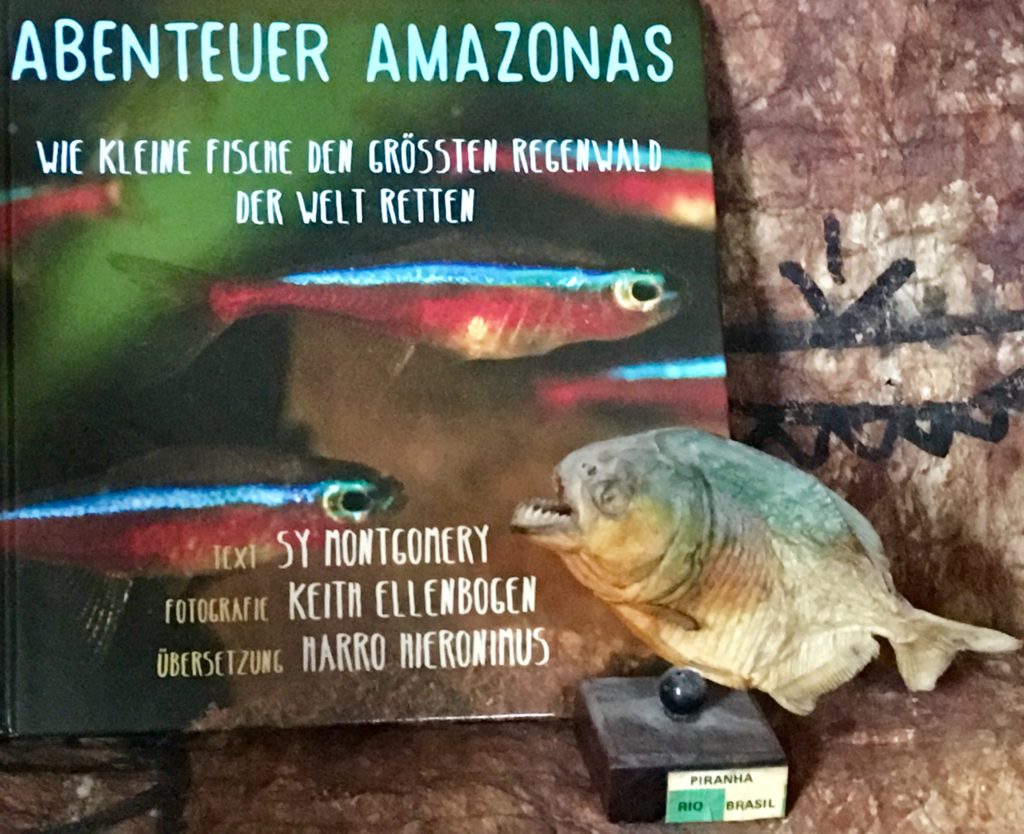 The German edition of Amazon Adventure is out — shown here with a jaunty piranha.