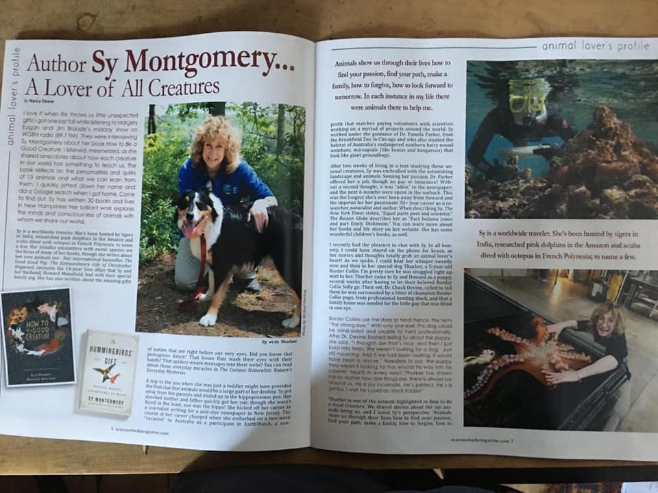 Seacoast Bark magazine spread featuring Sy Montgomery