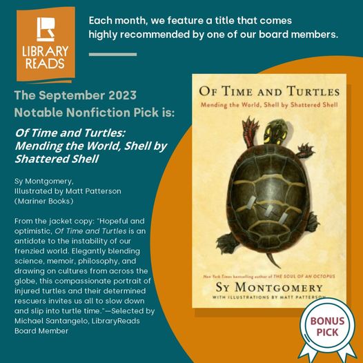September LibraryReads has chosen Of Time and Turtles