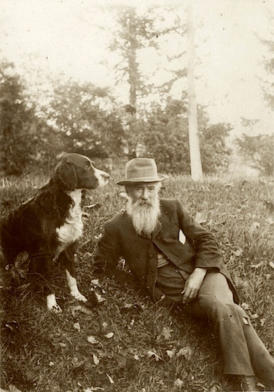 John Burroughs (1837-1921) with his dog, I Know. Burroughs was one of the most popular authors of his day.