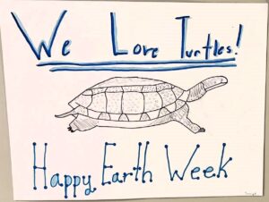 Sign: We love turtles